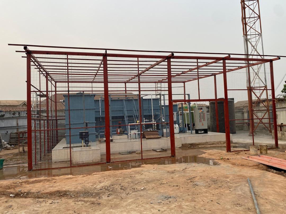 Effluent plant shed frame under construction