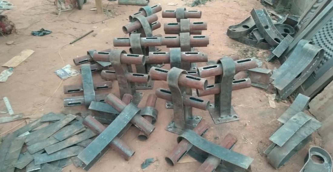 Galvanised rail guard posts ready for delivery