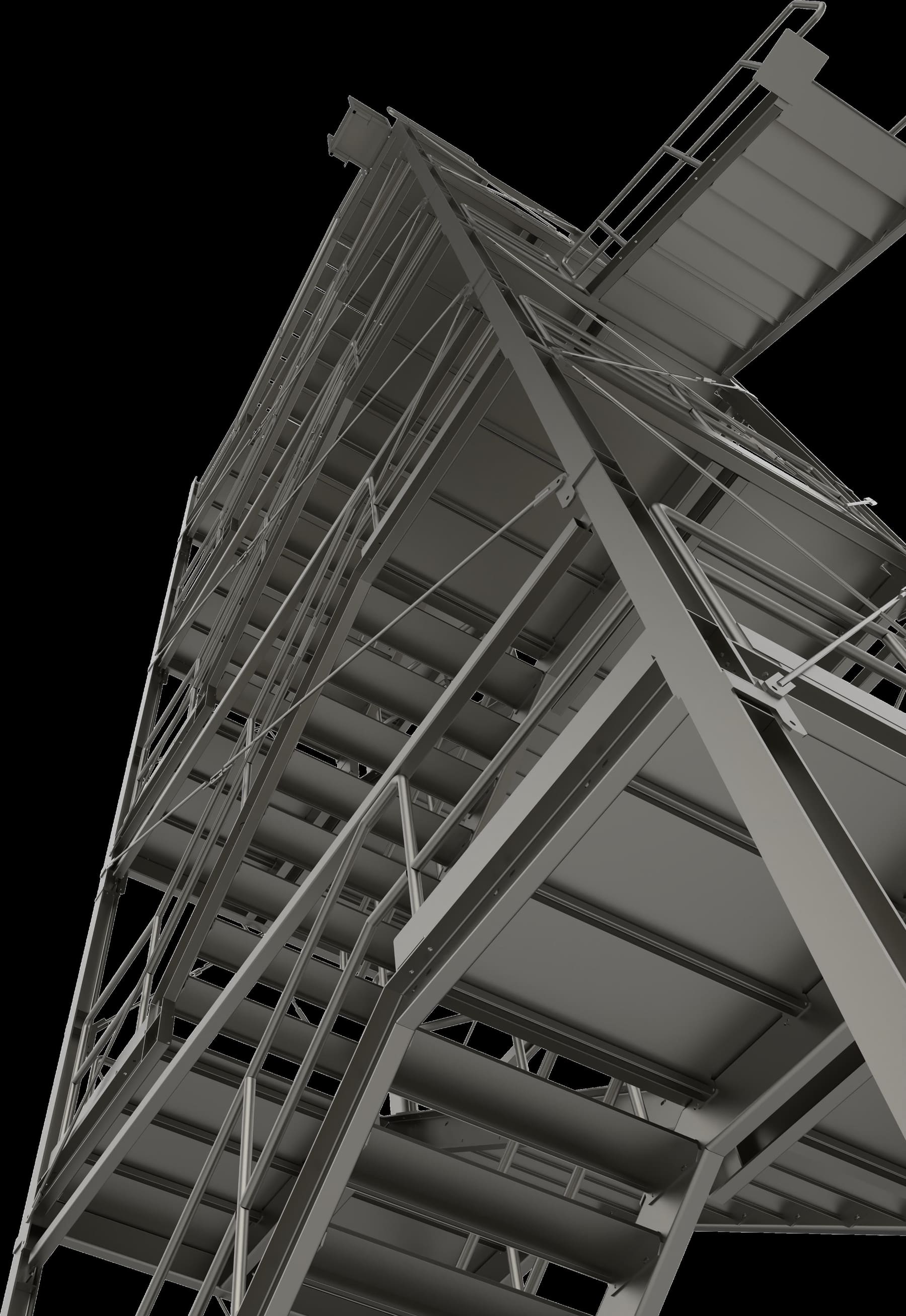 Steel grating slab standing in the workshop